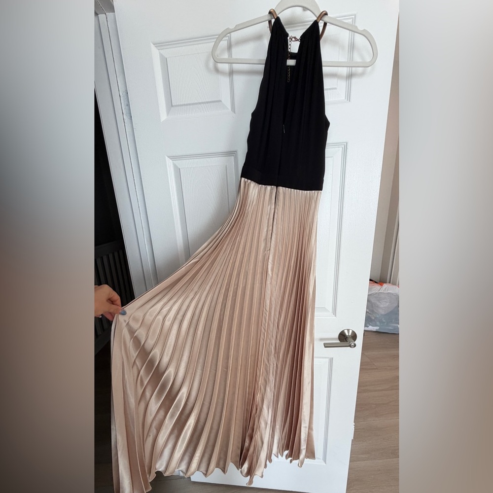 Black and Gold pleated Maxi dress